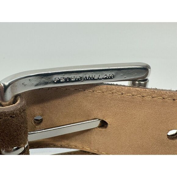 NWT PETER  MILLAR Excursionist Calf Suede Belt CHESTNUT Brown Men's Size 32 $200 - Picture 9 of 9